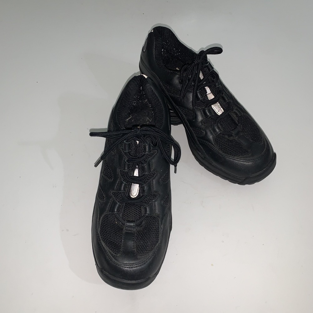 Z-CoiL Shoes Womens Size 8 Black Leather Mesh Lace Up Comfort Walking Sneakers